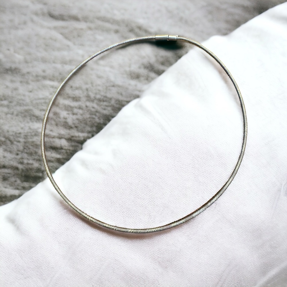 Vintage Silver Tone Textured Chocker Necklace